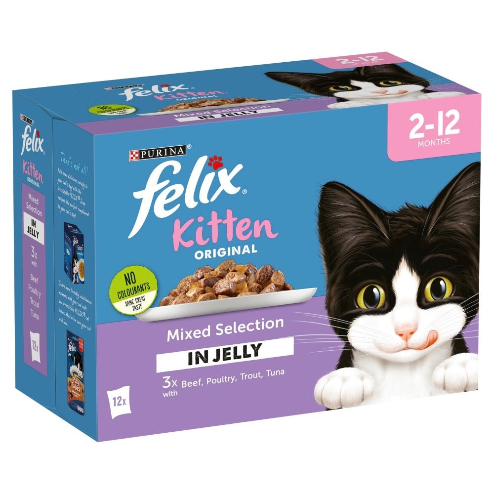 Felix Pouch Kitten Mixed Selection (Beef) in Jelly 4x (12x100g), Felix,