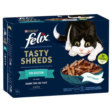 Felix Pouch Tasty Shreds Fish Selection in Gravy 4x (12x80g), Felix,