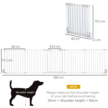 Five-Panel Pet Playpen or Safety Gate with Walk Through Door, PawHut, Black