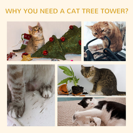 Floor to Ceiling Cat Tree for Indoor Cats 5-Tier Kitty Tower Climbing Activity Center Scratching Post Adjustable Height 230-260 cm, PawHut, Brown