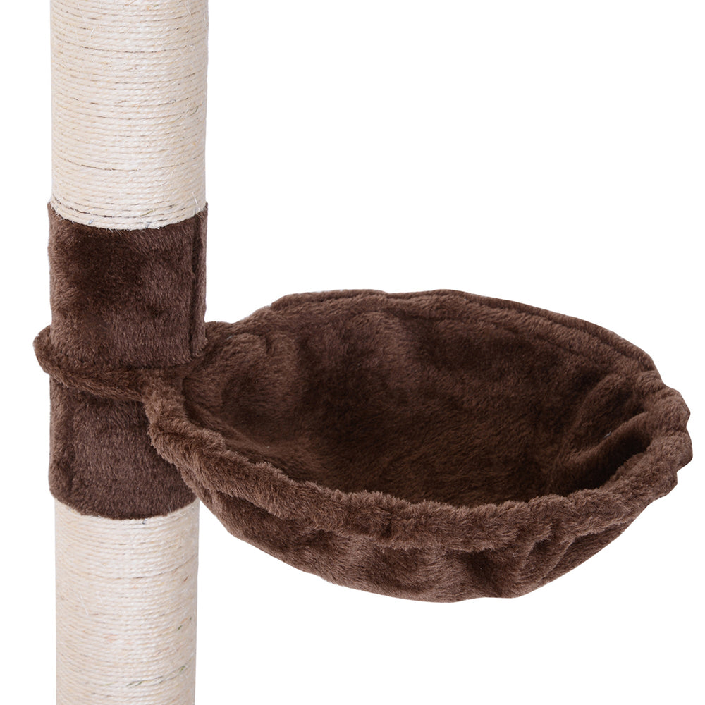 Floor to Ceiling Cat Tree for Indoor Cats 5-Tier Kitty Tower Climbing Activity Center Scratching Post Adjustable Height 230-260 cm, PawHut, Brown