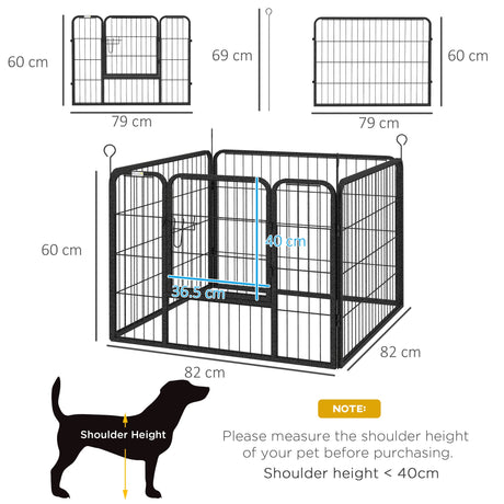 Foldable 4-Panel Heavy Duty Dog Playpen 82x82x60cm, PawHut,