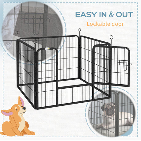 Foldable 4-Panel Heavy Duty Dog Playpen 82x82x60cm, PawHut,