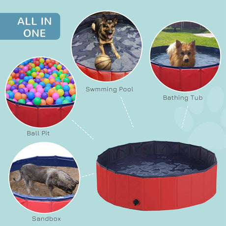 Foldable Dog Paddling Pool (Φ120 × 30H cm), PawHut, Blue