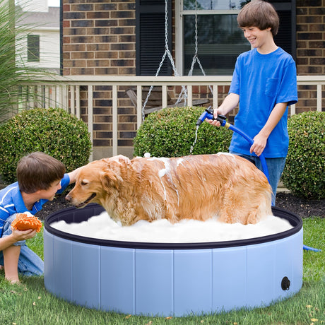 Foldable Dog Paddling Pool (Φ120 × 30H cm), PawHut, Blue