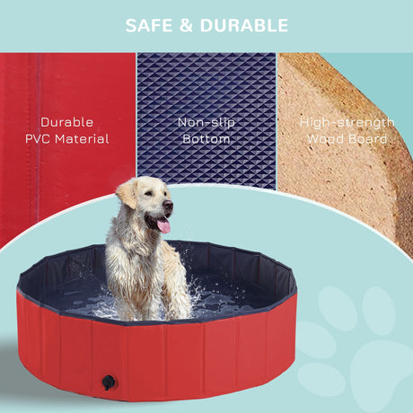 Foldable Dog Paddling Pool (Φ120 × 30H cm), PawHut, Blue