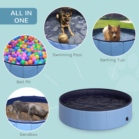 Foldable Dog Paddling Pool (Φ120 × 30H cm), PawHut, Blue