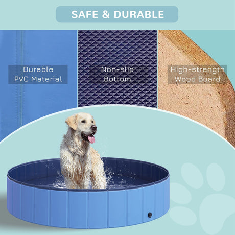 Foldable Dog Paddling Pool (Φ140 x 30H cm), PawHut, Blue