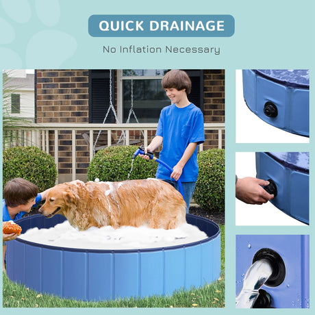 Foldable Dog Paddling Pool (Φ140 x 30H cm), PawHut, Blue