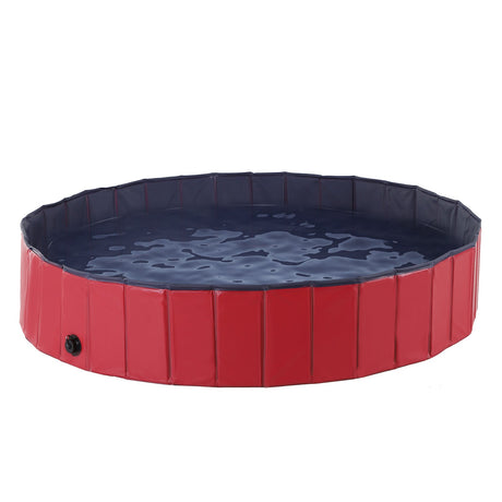 Foldable Dog Paddling Pool (Φ160 × 30H cm), PawHut, Red