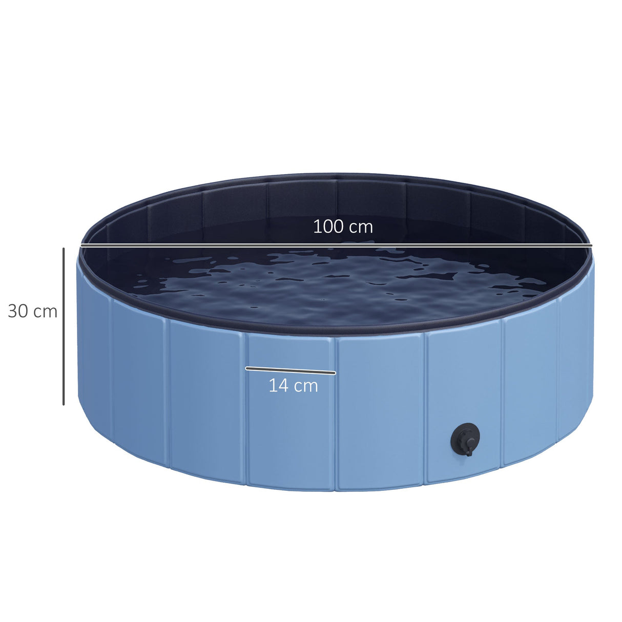 Foldable Dog Paddling Pool(Φ100 x 30H cm), PawHut, Blue