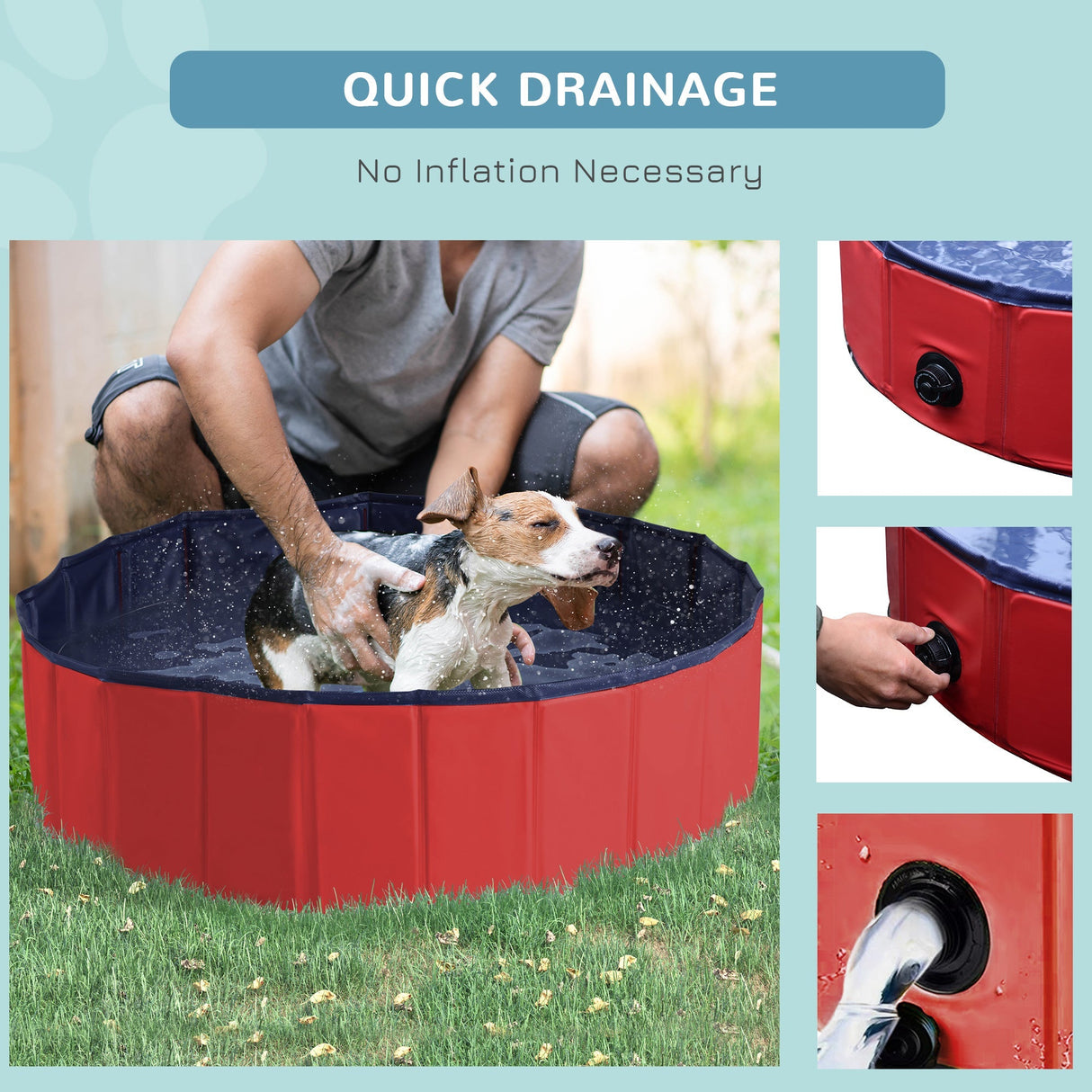 Foldable Dog Paddling Pool(Φ100 x 30H cm), PawHut, Blue