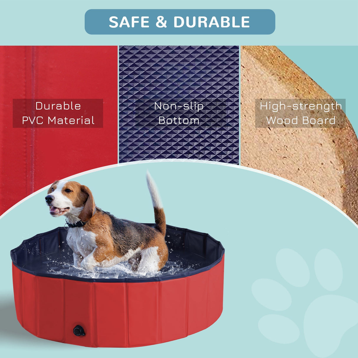 Foldable Dog Paddling Pool(Φ100 x 30H cm), PawHut, Blue