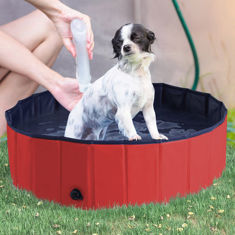 Foldable Dog Paddling Pool(Φ100 x 30H cm), PawHut, Blue