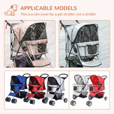 Foldable Mini Dog Stroller with Rain Cover & Cup Holder, PawHut, Brown