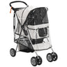 Foldable Mini Dog Stroller with Rain Cover & Cup Holder, PawHut, Light Grey