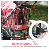 Foldable Mini Dog Stroller with Rain Cover & Cup Holder, PawHut, Red