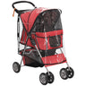 Foldable Mini Dog Stroller with Rain Cover & Cup Holder, PawHut, Red