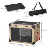 Foldable Pet Carrier, with Cushion, for Small Dogs and Cats, Khaki, PawHut,