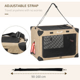 Foldable Pet Carrier, with Cushion, for Small Dogs and Cats, Khaki, PawHut,