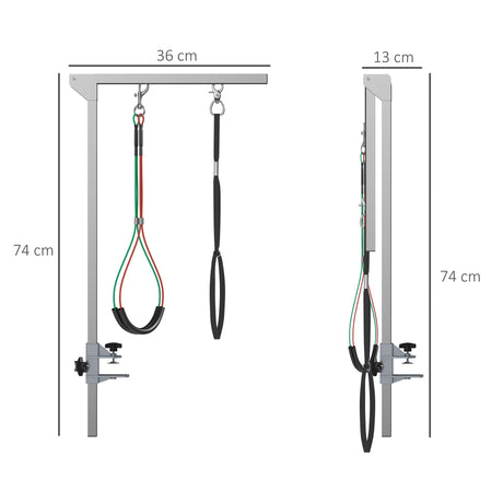 Foldable Pet Grooming Arm with Clamp, 29" Height Adjustable Dog Grooming Holder for Table with 2 Haunch Holders, Grooming Loop for Medium Dogs, PawHut,