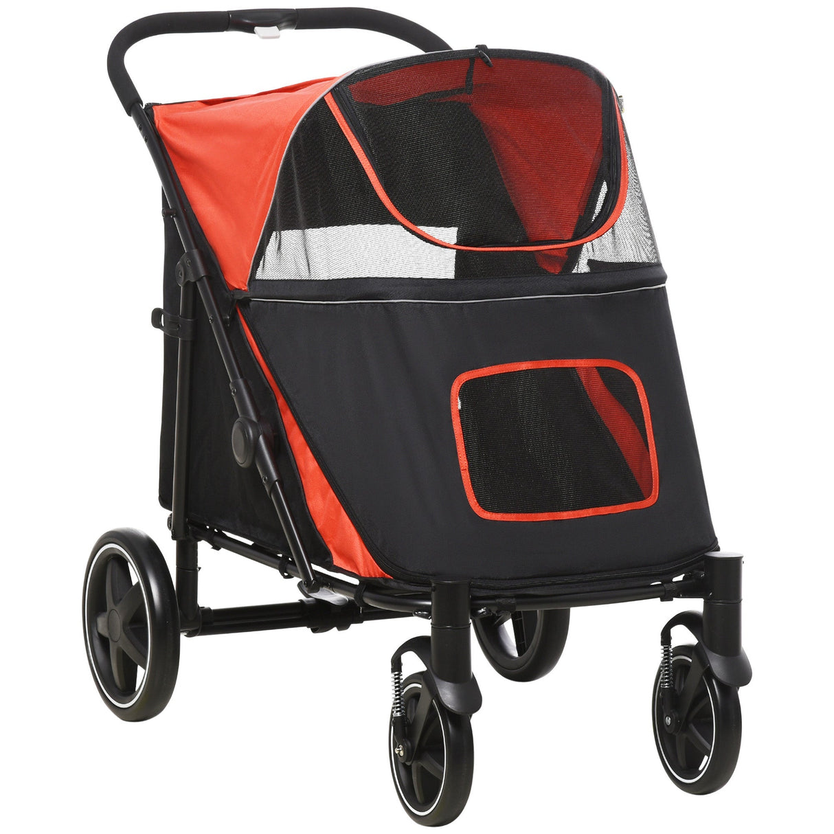 Foldable Pet Stroller for Medium/Large Dogs | Easy Storage - Red, PawHut, Red