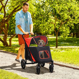 Foldable Pet Stroller for Medium/Large Dogs | Easy Storage - Red, PawHut, Red