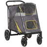 Foldable Pet Stroller with Rain Cover for Dogs - Easy Storage, PawHut, Grey