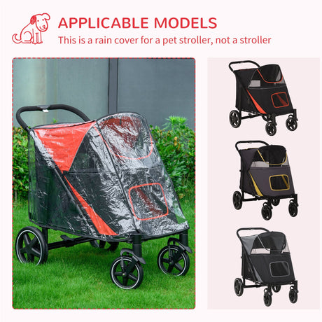 Foldable Pet Stroller with Rain Cover for Dogs - Easy Storage, PawHut, Red