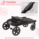 Foldable Pet Stroller with Rain Cover for Dogs - Easy Storage, PawHut, Red