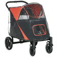 Foldable Pet Stroller with Rain Cover for Dogs - Easy Storage, PawHut, Red