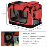 Foldable Red Pet Carrier with Mesh Window - 60x42x42cm, PawHut,