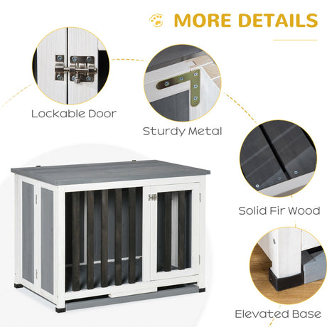 Foldable Wooden Dog Crate & End Table | Small to Medium Size Dogs, PawHut,