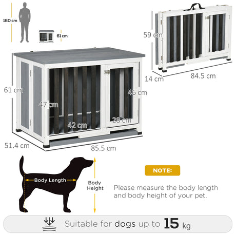 Foldable Wooden Dog Crate & End Table | Small to Medium Size Dogs, PawHut,