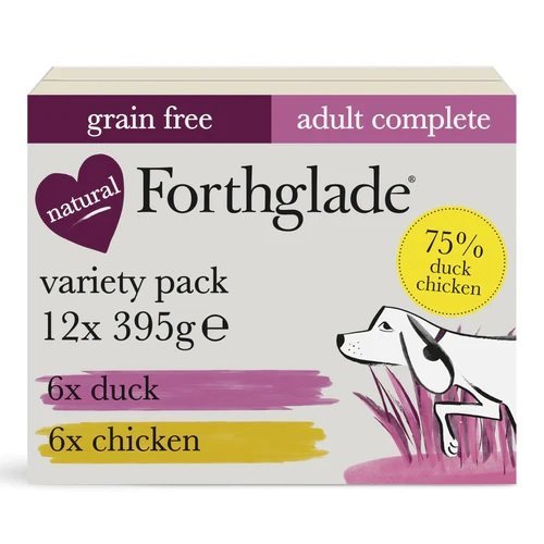 Forthglade Adult Chicken & Duck Wet Dog Food - Variety Pack (12 x 395g), Forthglade,