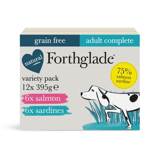 Forthglade Adult Dog Complete Grain Free Salmon & Sardines Duo Variety Pack 12x395g, Forthglade,