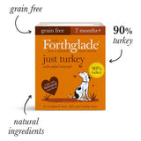 Forthglade Adult Dog Just Grain Free Turkey Wet Dog Food Trays 18x395g, Forthglade,