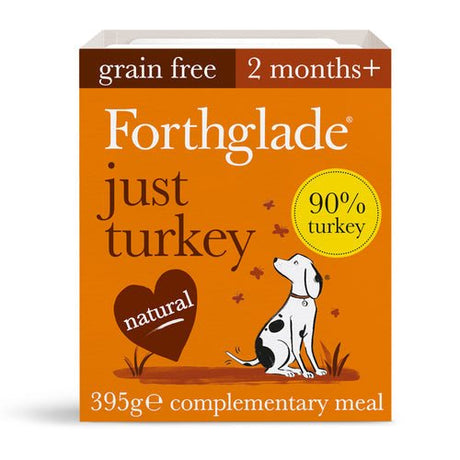 Forthglade Adult Dog Just Grain Free Turkey Wet Dog Food Trays 18x395g, Forthglade,