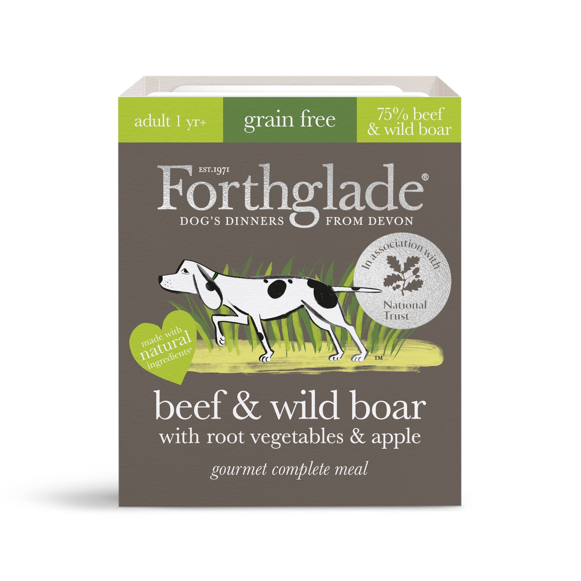 Forthglade Adult Gourmet Grain Free Beef & Wild Boar with Root Vegetables & Apple Trays 7x395g, Forthglade,