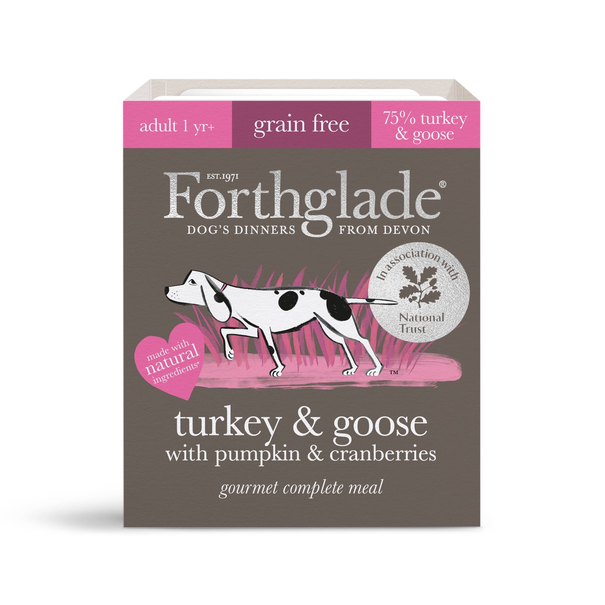 Forthglade Adult Gourmet Grain Free Turkey & Goose with Pumpkin & Cranberry Trays 7x395g, Forthglade,