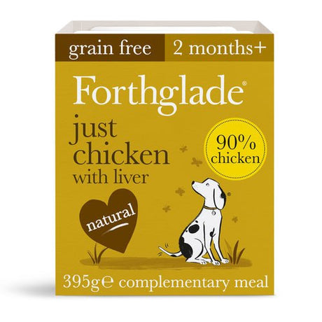 Forthglade Adult Just Grain Free Chicken with Liver Wet Dog Food Trays 18x395g, Forthglade,