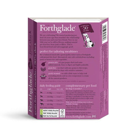 Forthglade Adult Just Grain Free Duck Wet Dog Food Trays 18x395g, Forthglade,