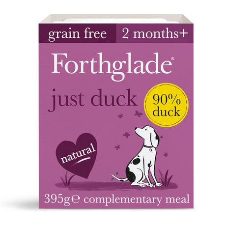 Forthglade Adult Just Grain Free Duck Wet Dog Food Trays 18x395g, Forthglade,