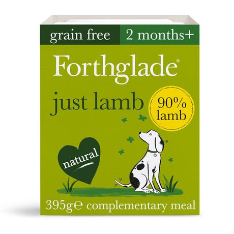 Forthglade Adult Just Grain Free Lamb Wet Dog Food Trays 18x395g, Forthglade,