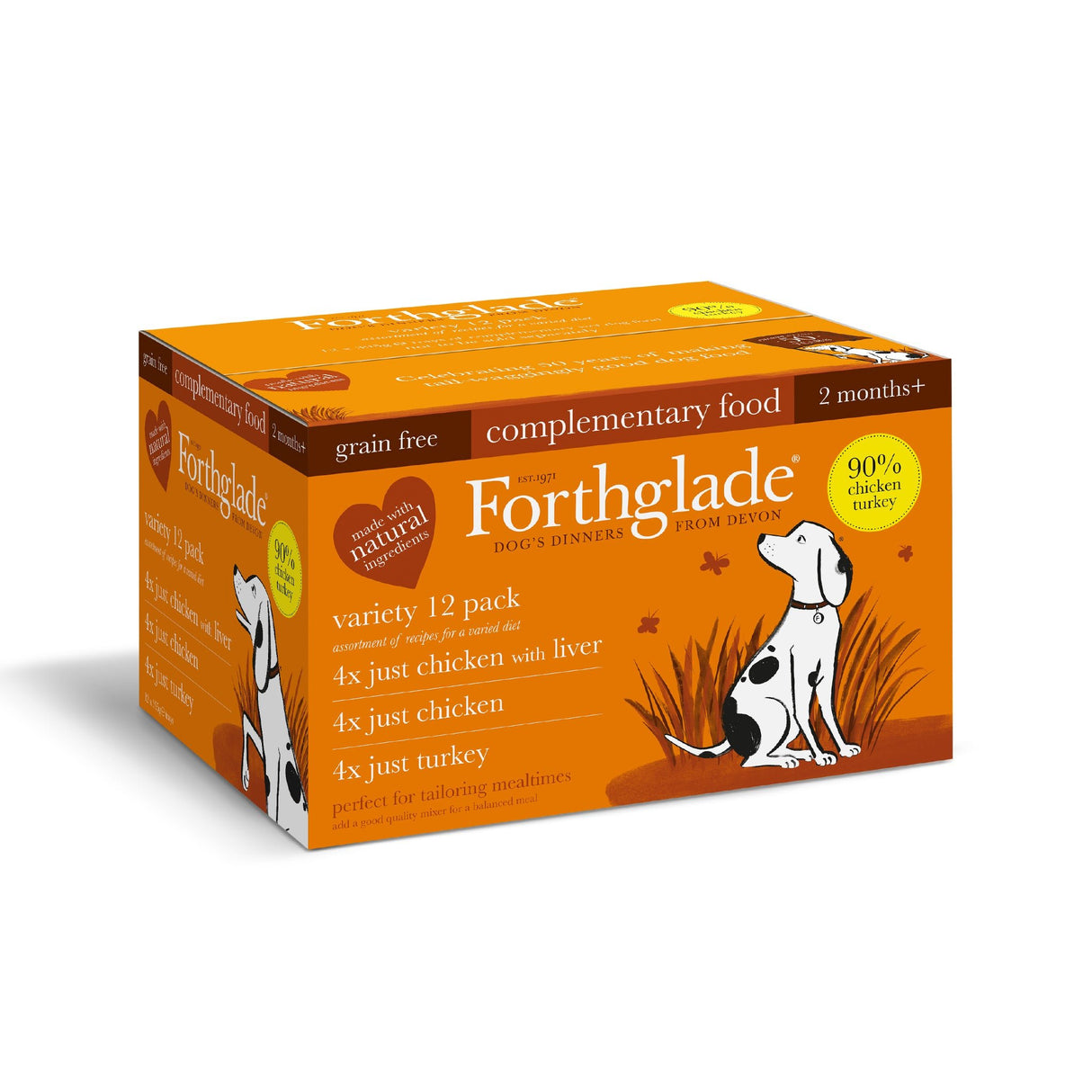 Forthglade Adult Just Grain Free Poultry Multipack Trays 12x395g, Forthglade,