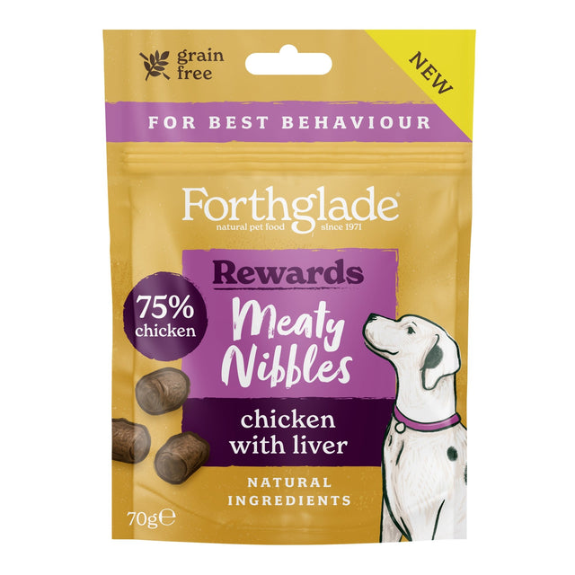 Forthglade Meaty Nibbles Grain Free Chicken with Liver Treats 10x70g, Forthglade,