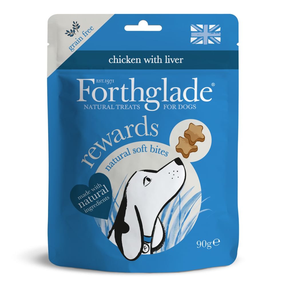 Forthglade Natural Soft Bites Rewards Grain Free Chicken with Liver Treats 8 x 90g, Forthglade,