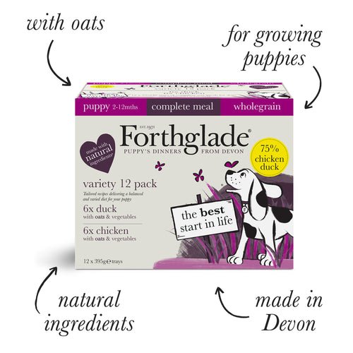 Forthglade Puppy Complete Wholegrain Duck & Chicken Duo Variety Pack 12x395g, Forthglade,