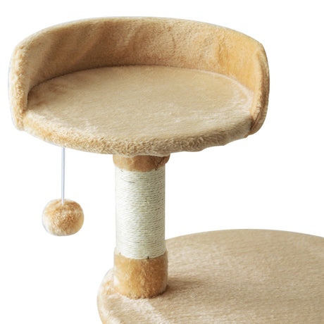 Four Tier Cat Tree House, 114H cm Beige, PawHut,