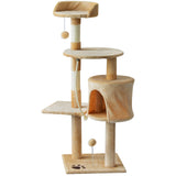 Four Tier Cat Tree House, 114H cm Beige, PawHut,